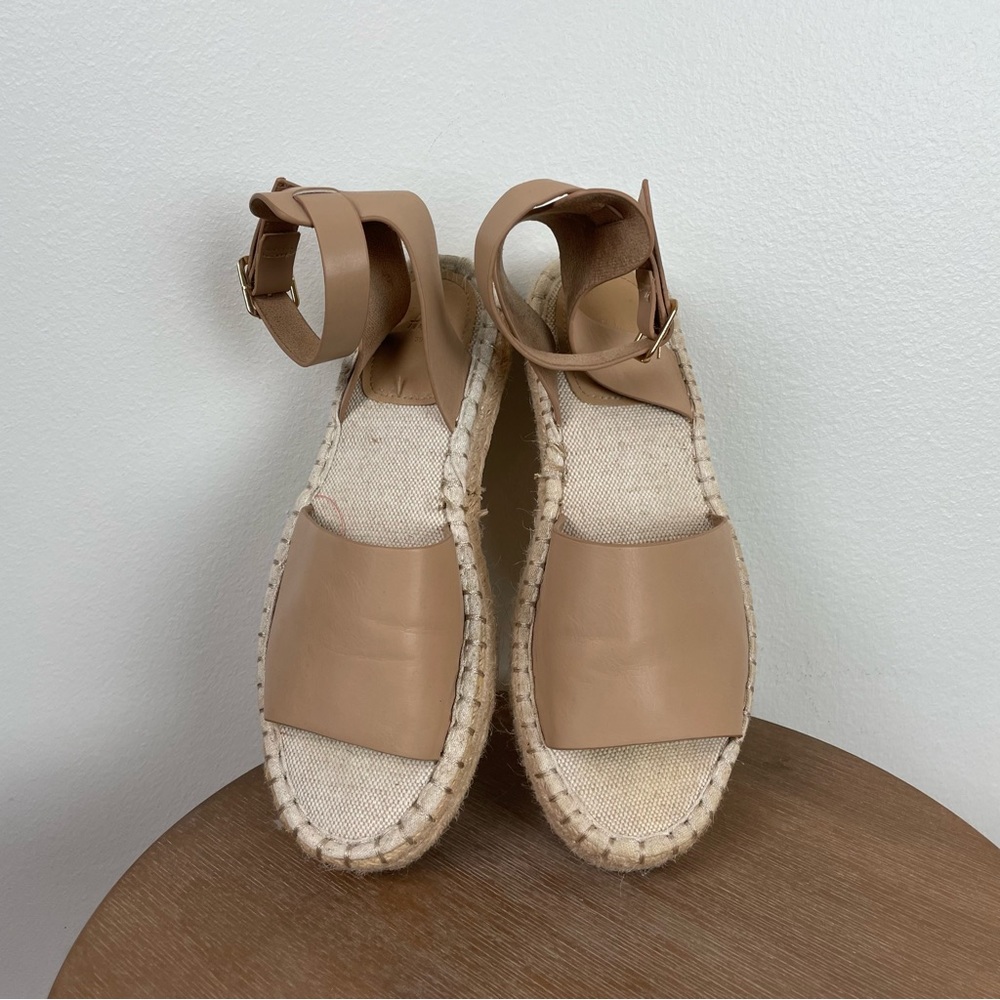 H&M Beige Leather Espadrille Sandals with Ankle Strap